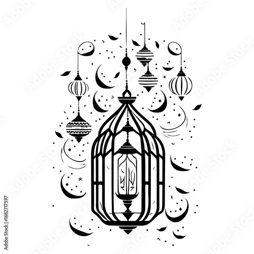 Intricate lantern illustration evoking ethereal celebration and highlighting the artistry of