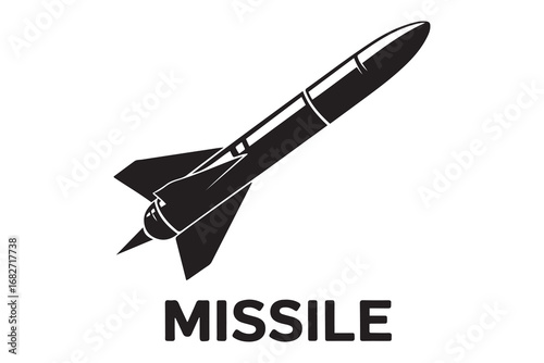 Military Missile silhouette vector art. Vector black silhouette. with white background