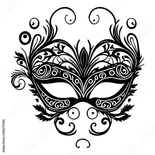 Intricate mask design creating a mysterious and stylish visual display, artistic and elegant