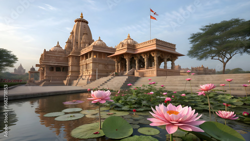 Mystical Indian Temple with Cosmic Orbits