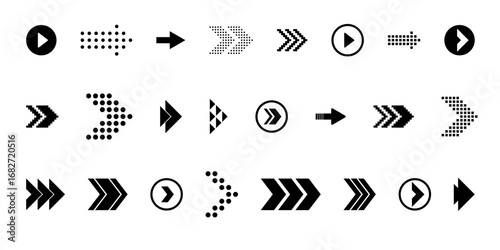 Swipe scroll and slide arrow icons vector collection for button navigation with right left up down movement pixel and line direction symbols for hand and finger control