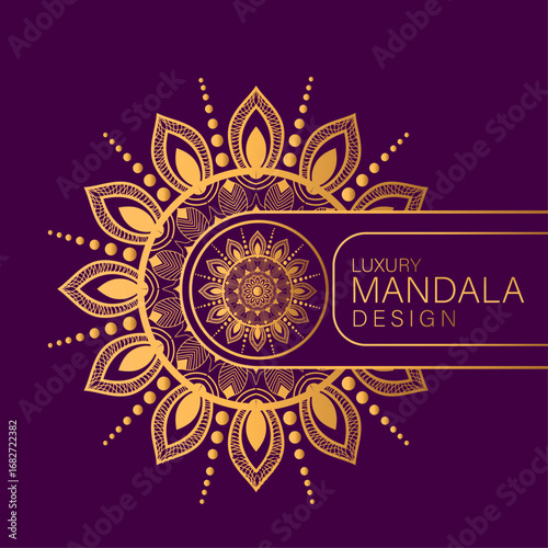 Elegant luxury mandala background featuring intricate ornamental design with golden details. Perfect for use in decorative projects, invitations, wallpapers, yoga and meditation themes, spiritual artw