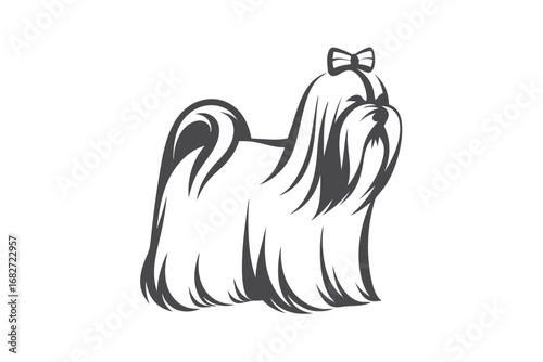 Adorable Shih Tzu Dog with Bowtie on White Background