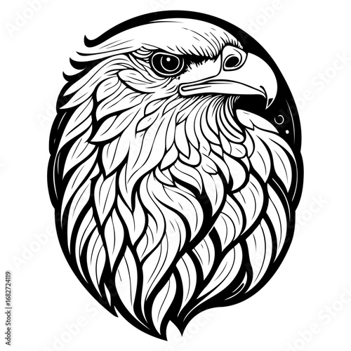 Majestic eagle illustration showcasing detailed plumage and intense gaze symbolizing freedom power