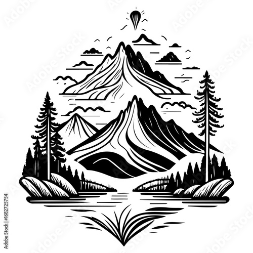 Majestic mountains reflecting in serene waters a tranquil escape to natural beauty artwork