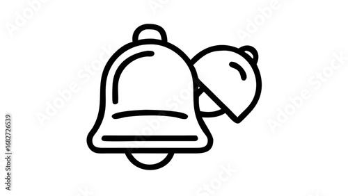 Black and white bell icon, showing two bells, one slightly offset from the other.