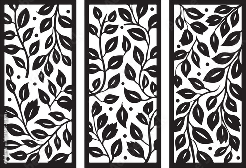 Wall panel laser cut design vector featuring intricate geometric and ornamental patterns, perfect for wall art, home décor, partitions, and modern interior decoration.