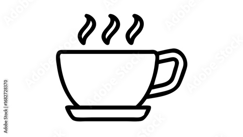 A steaming cup of coffee on a saucer.