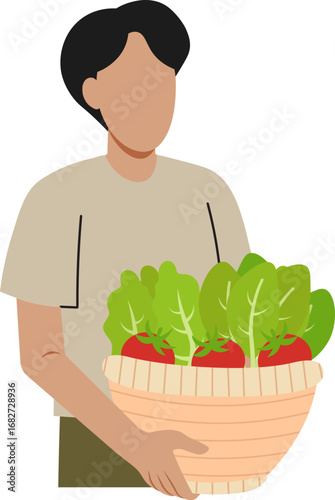 Gardener holding a Basket of Hydroponic