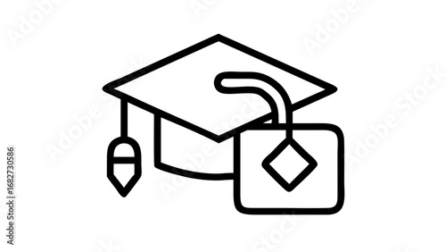 Academic achievement concept: Graduation cap with an unlocked padlock symbol.