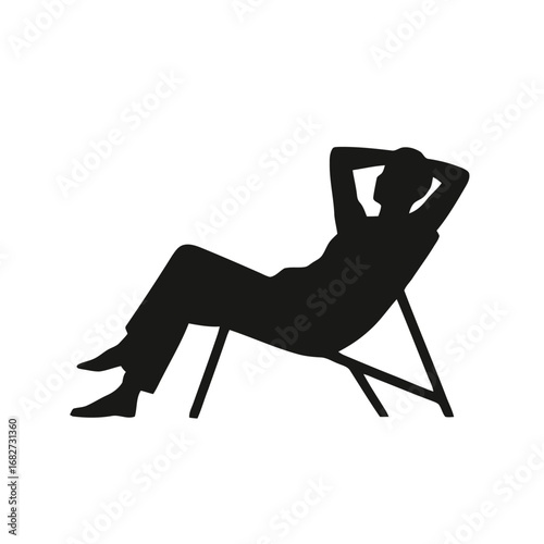 Vector art of silhouette of a person relaxing in a lounge chair