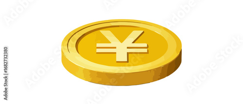 Vector art of a single gold coin with the japanese yen symbol isolated on a transparent background