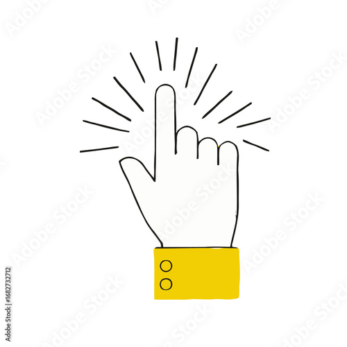 Vector art of hand clicking with radiating lines