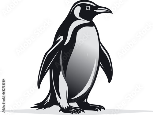 Penguin Animal Vector Logo in Black and White, Minimalist and Simple Design, Perfect for Wildlife Branding, Nature Illustration, and Unique Animal Identity
