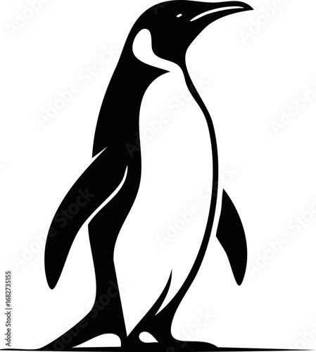 Penguin Animal Vector Logo in Black and White, Minimalist and Simple Design, Perfect for Wildlife Branding, Nature Illustration, and Unique Animal Identity
