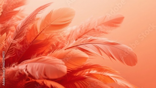 Soft, Coral-Colored Feathers Arranged in a Fluffy Bouquet