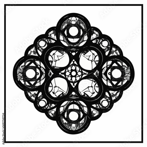 A modern and abstract seamless pattern of black and white overlapping circles. This geometric vector background creates a dynamic and sophisticated visual effect