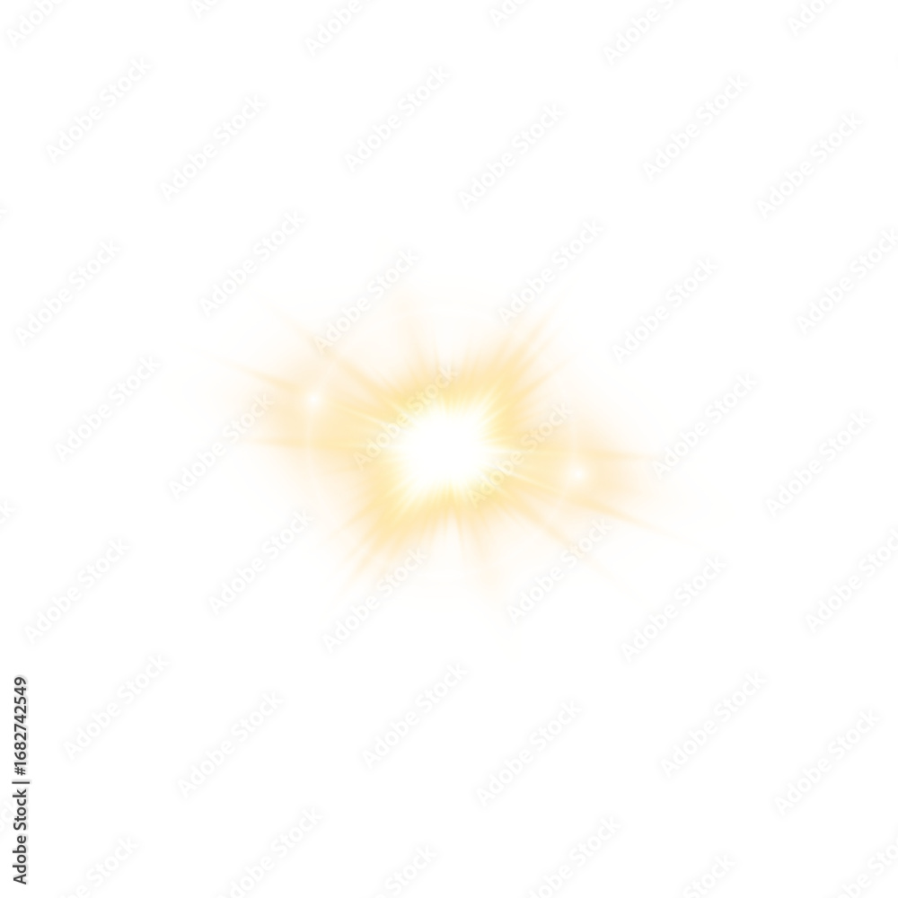 Obraz premium Yellow Star Light Sparkle, Glowing Flare Effect and Shimmer Shine Glow Elements