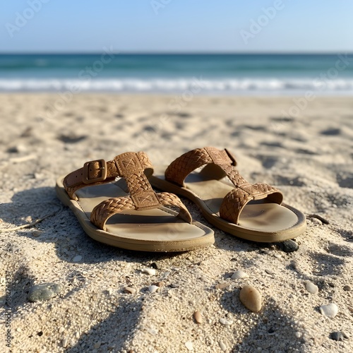pair of beach sandals