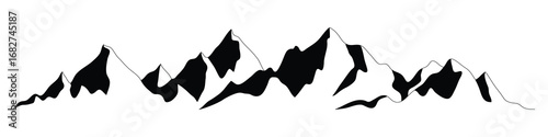 Silhouette mountain range isolated on white background, vector design