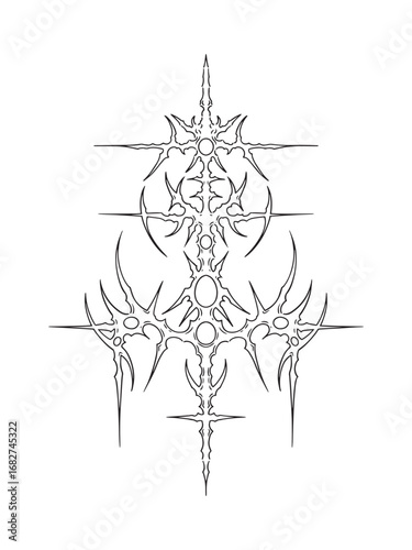 hand drawn cybersigilism illustrations neotribal tattoo
