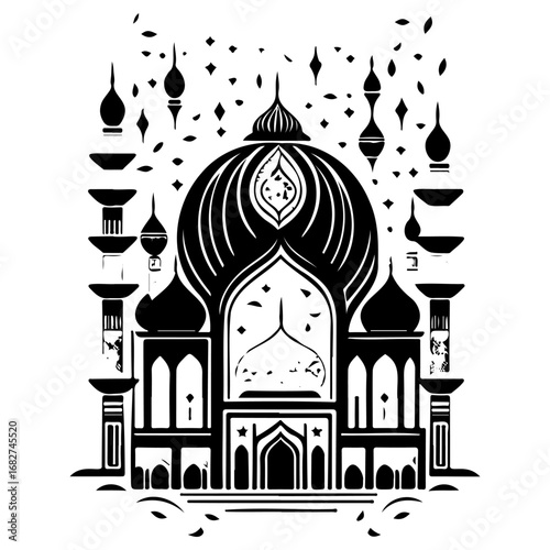 Monumental architecture displaying distinctive design elements evoking historical grandeur and