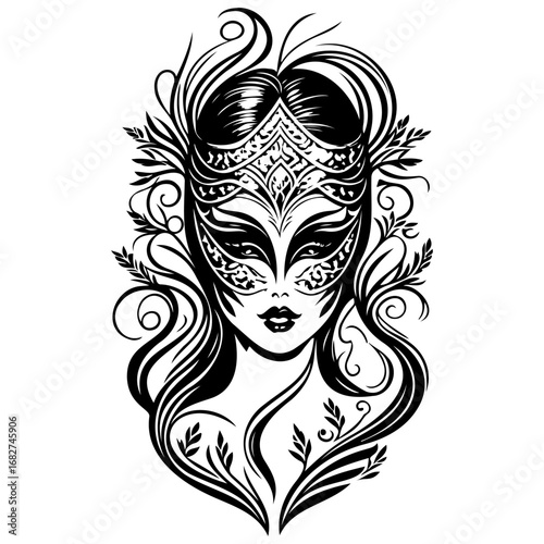 Mysterious masquerade the elegance of art the feminine beauty of the mask in monochrome design