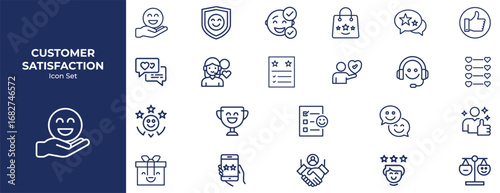 Line-Art Customer Satisfaction Vector Icon design