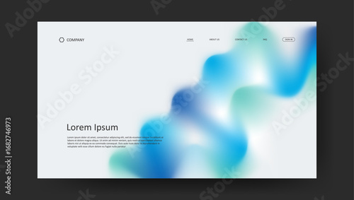 Abstract wave futuristic design of landing page. retro gradient mesh dark concept website design