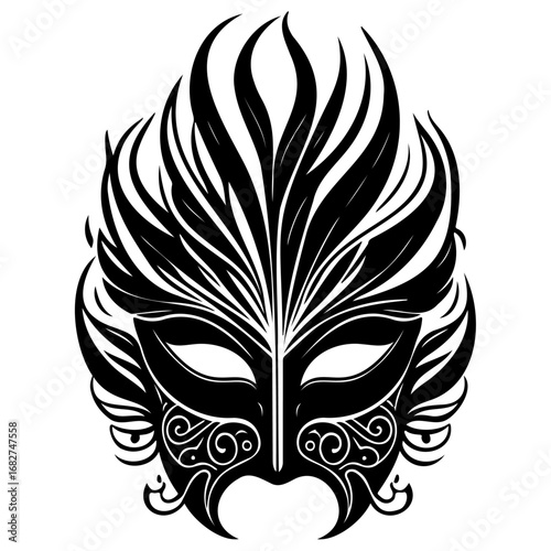 Ornate feathered mask design evoking mystery elegance and intrigue for festive celebrations