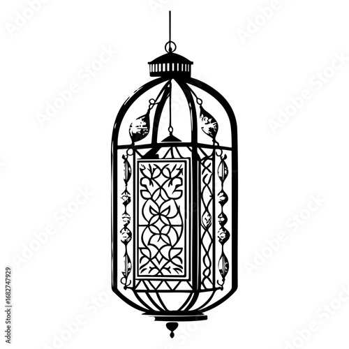 Ornate Hanging Lantern Illustration Featuring Intricate Details And An Artistic Aesthetic Making