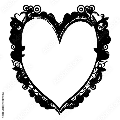 Ornate heart frame with decorative elements offers a charming and artistic touch for creative works