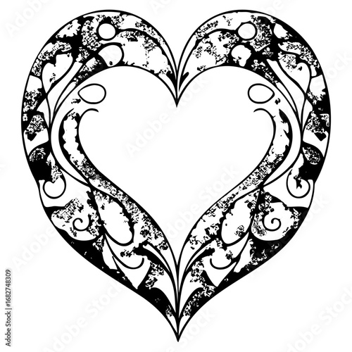 Ornate heart shaped vector design intricately crafted with decorative elements for romantic themes