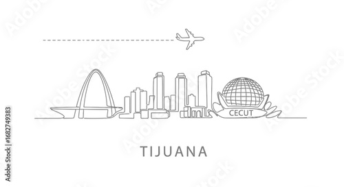 Tijuana Skyline Vector with Mexico, Travel, and Outline.