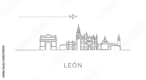 Len Skyline with Spain Minimalist Vector Art.