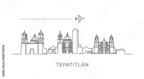 Tepatitlan Skyline Mexico City Line Art.