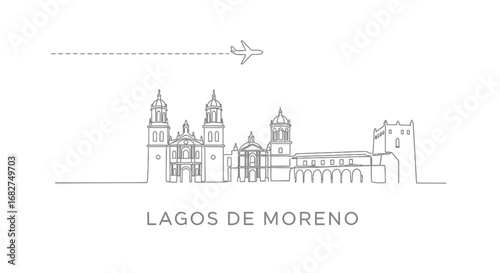 Lagos de Moreno skyline Plane vector.