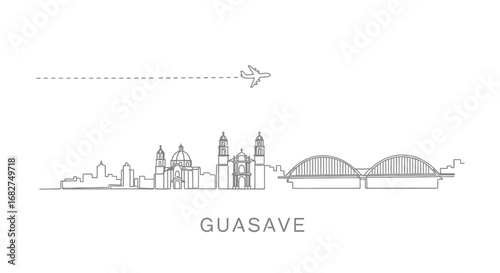 Guasave Skyline Minimalist vector illustration.