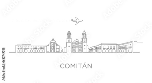 Comitan Skyline Mexico Travel Minimal Vector.