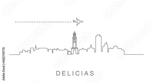Delicias with Mexico Skyline Minimalist Vector.