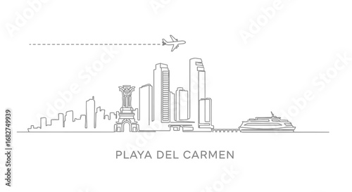 Playa del Carmen Skyline Minimalist Vector.