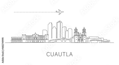 Cuautla Skyline Vector Minimal Landmark.