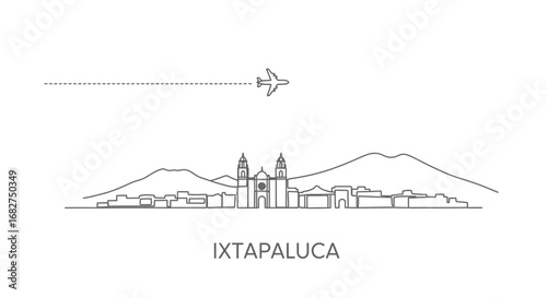 Ixtapaluca Skyline Minimal Line Art Design.