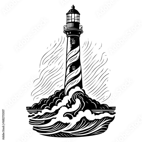 Seaside sentinel a towering lighthouse stands against crashing waves as a beacon of hope and