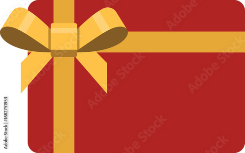 Red Gift Card with Golden Ribbon Graphic