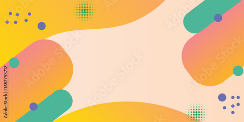 Abstract background with a colorful gradient background, featuring yellow, pink, and blue hues with smooth, flowing shapes and dotted textures. Geometric gradient background vector. Pink background.