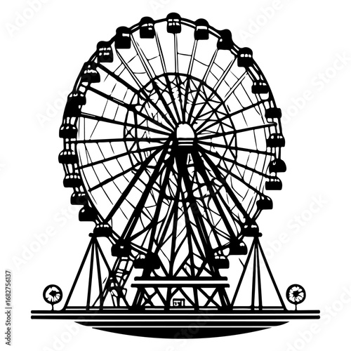 Silhouette of a towering ferris wheel against a clear sky evoking carefree amusement and nostalgic