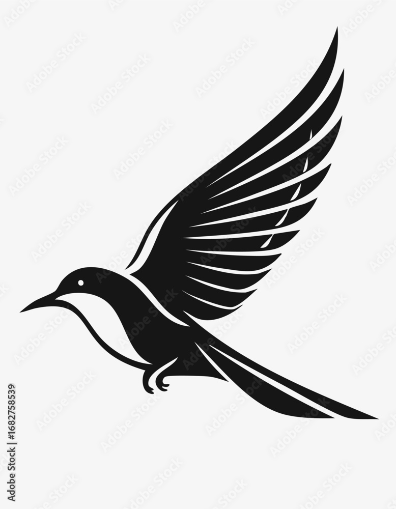 Fototapeta premium Bird Aves Animal Vector Logo in Black and White, Minimalist and Simple Design, Ideal for Wildlife Branding, Nature Illustration, and Unique Animal Identity 