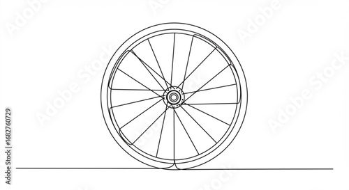 Sleek bicycle wheel design, modern sport equipment, clean line art for active lifestyle branding