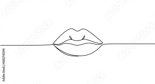 Elegant continuous line drawing of sensual lips, capturing beauty and style with minimalist flair